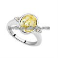 Wholesale white gold jewelry charm yellow crystal diamond ring